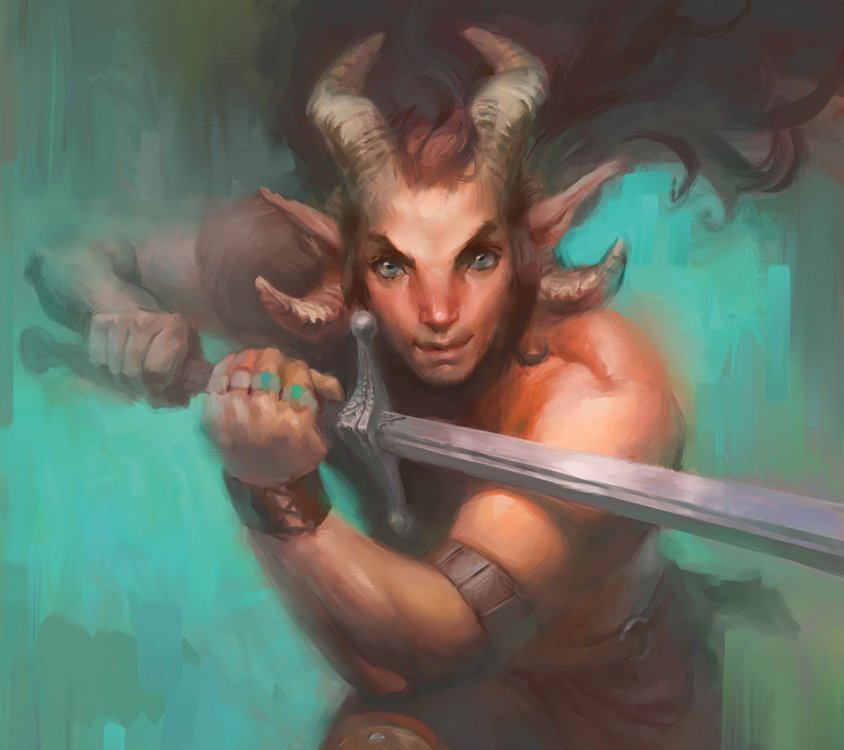 Man with horns and sword created in Corel Painter