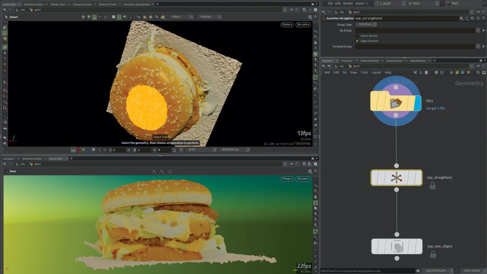 Houdini software: Straighten and axis align