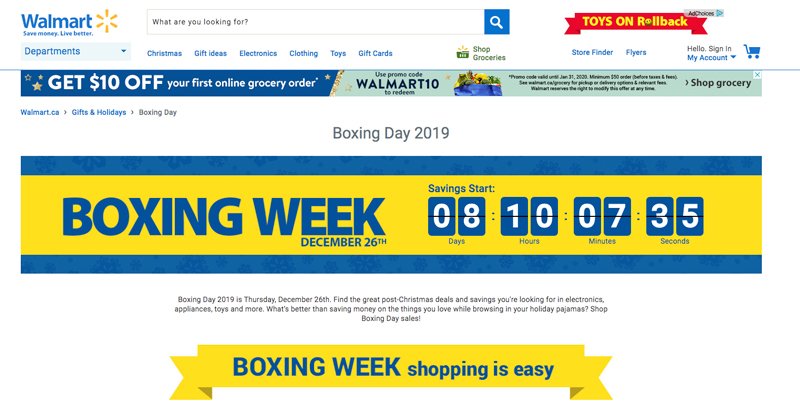 Walmart Boxing Day sale