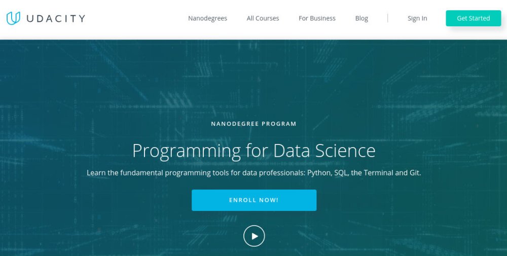 Udacity homepage