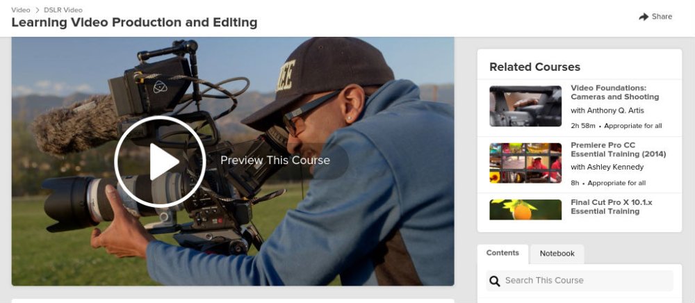 Screengrab showing details of a video editing course