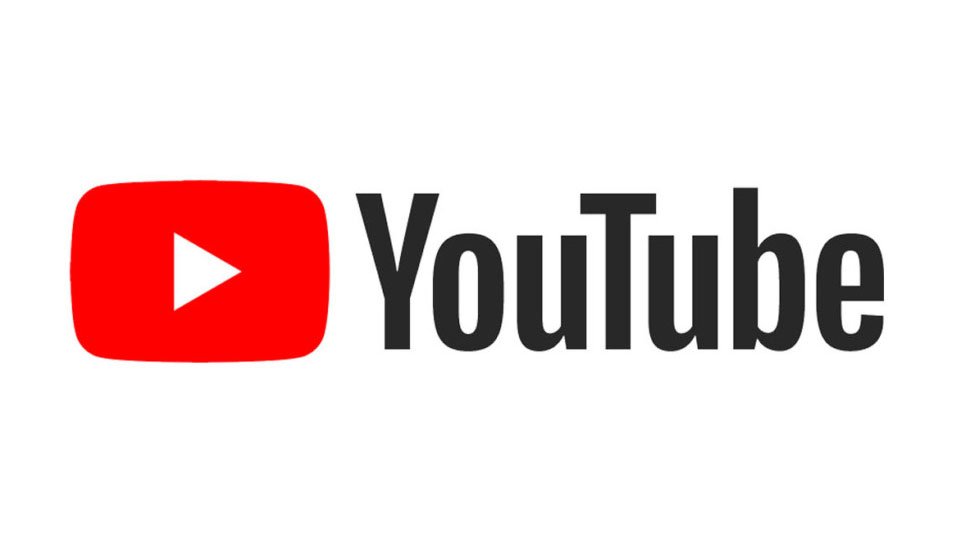 YouTube logo features black text on a white background, with a red and white play icon