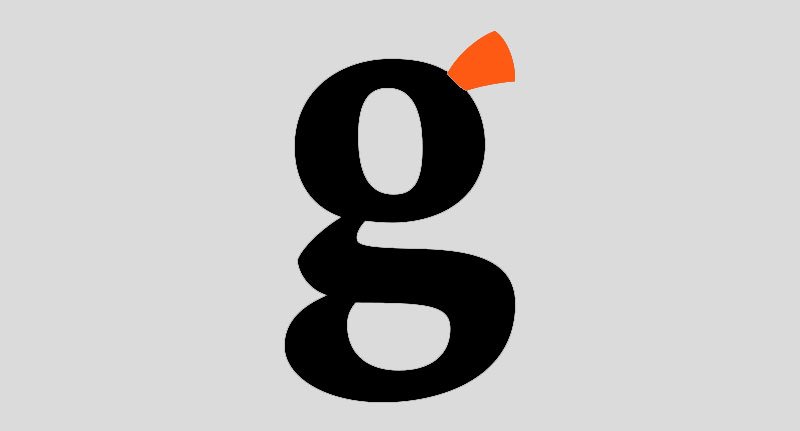 Stylised letter 'g' with ear highlighted