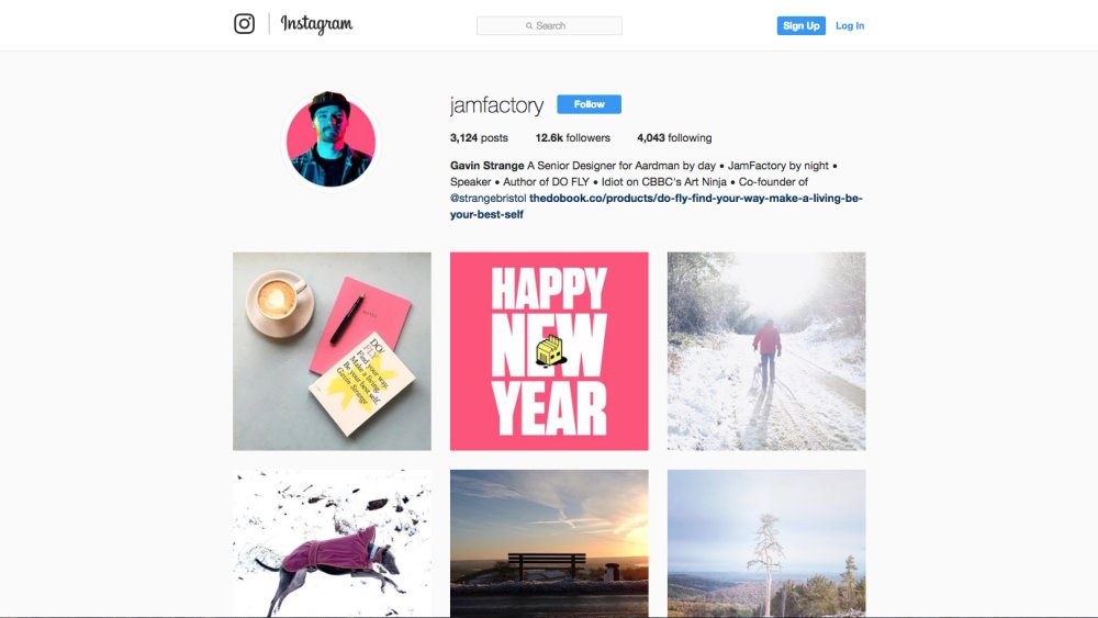 Screenshot of jamfactory's Instagram page