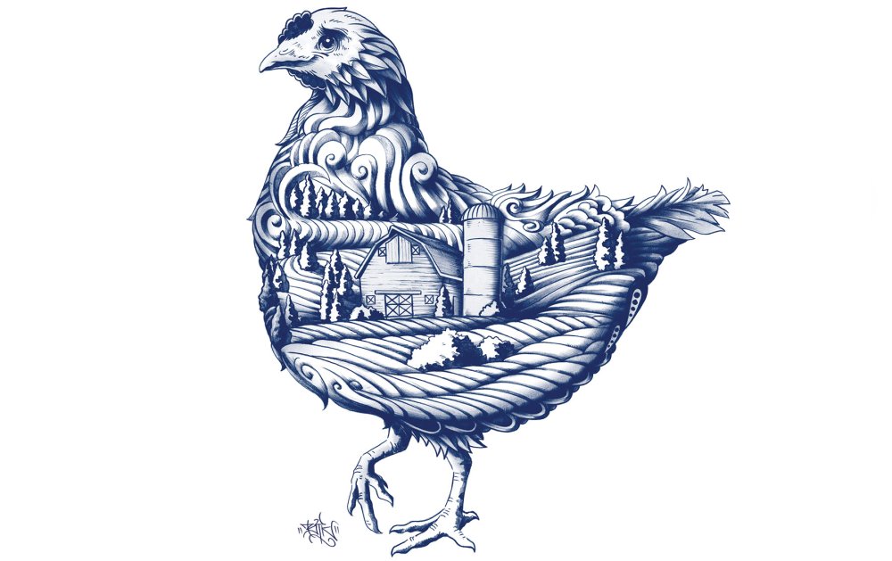 Blue Goose branding image of a hen