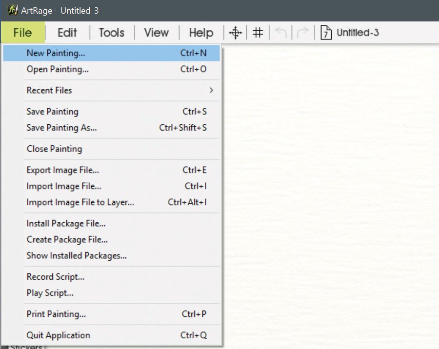 ArtRage: open a blank canvas