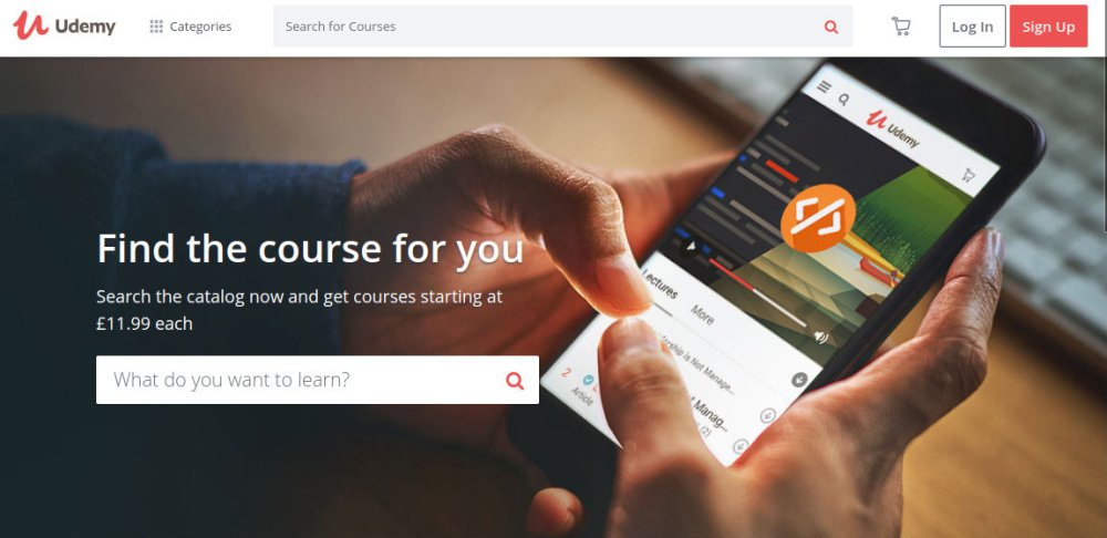 Udemy homepage