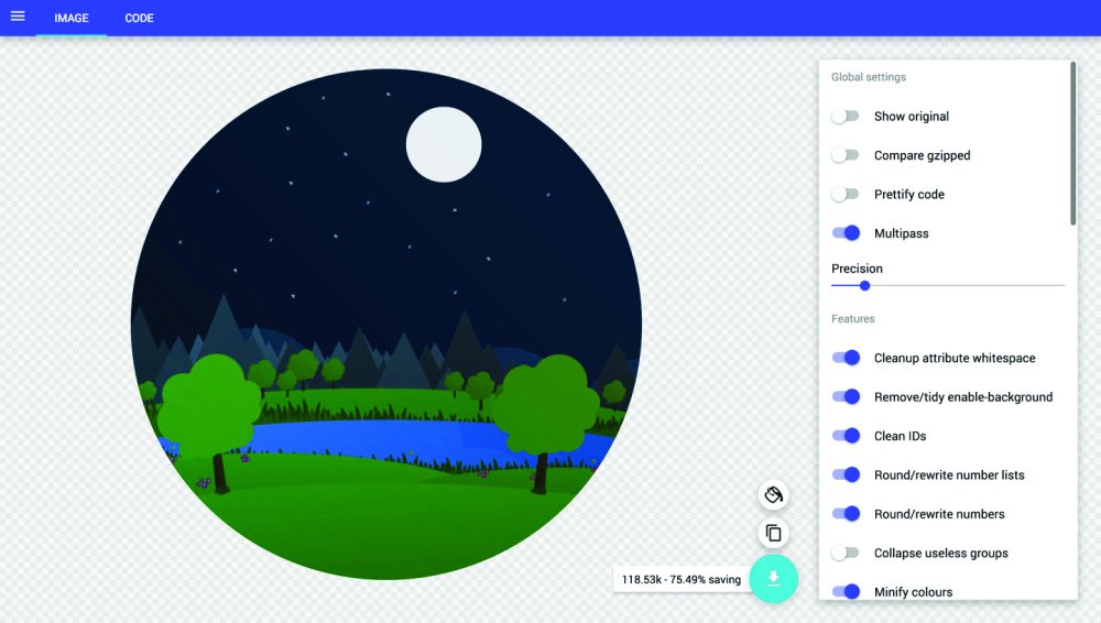 SVGOMG shows you your SVG optimisations as they happen