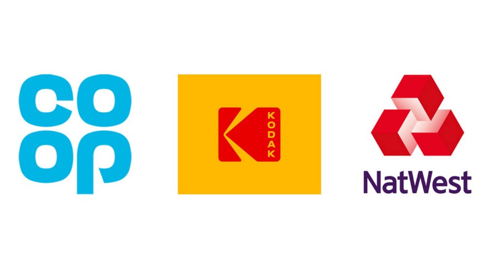 Logos for Co Op, Kodak and NatWest