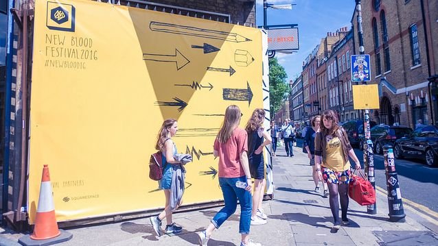 Students attending a design show