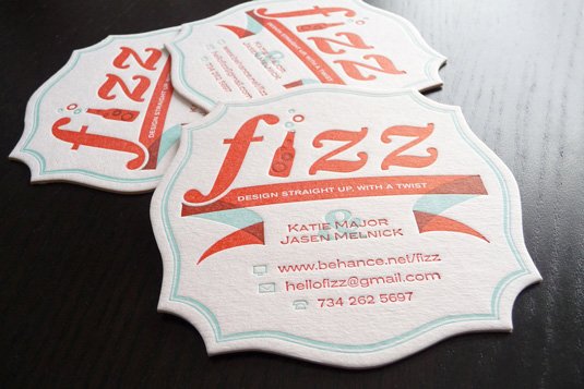 Letterpress business cards: Fizz