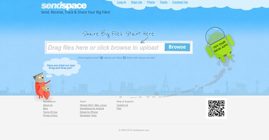 Sendspace screenshot