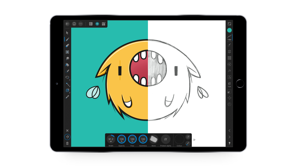 Screenshot of a character in Affinity Designer for iPad appr18