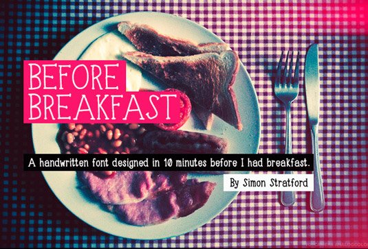 Free handwriting fonts: Before Breakfast