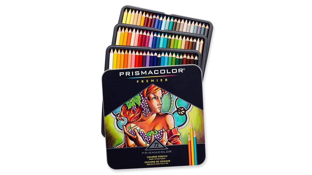 Colourful tins of Prismacolor Premier coloured pencils