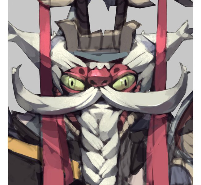 Close up of the character's face