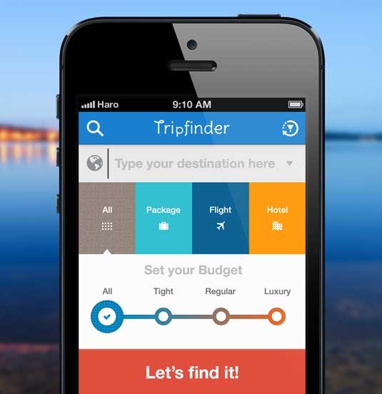 Examples of flat design: Tripfinder