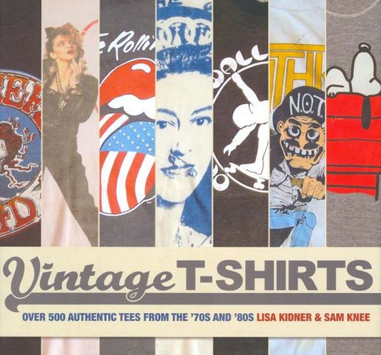 Close up of the cover of a book called 'Vintage T-shirts'