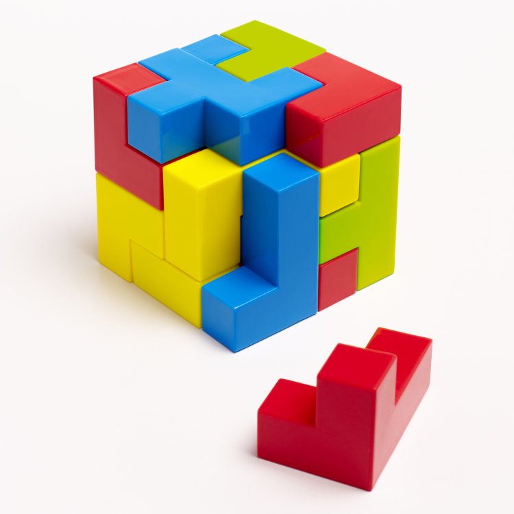 Block made from Tetris-like pieces