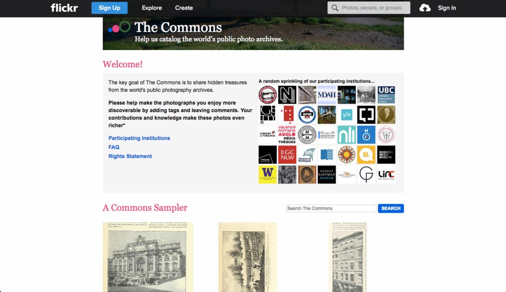 Flickr the commons search page