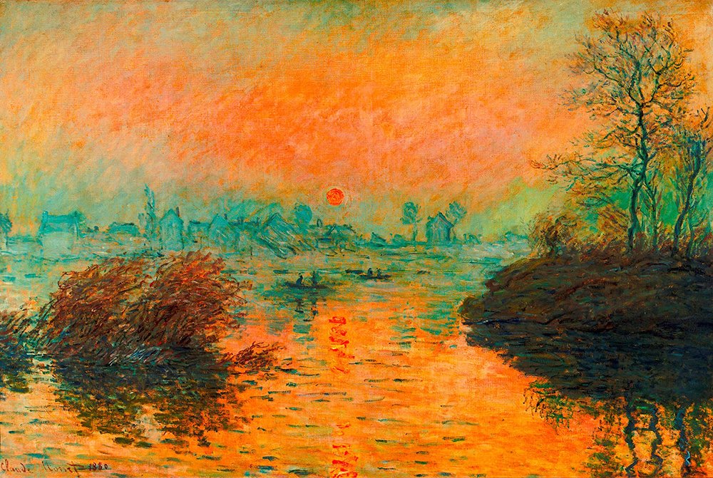 Sunset on the River at Lavacourt, Winter Effect (1882) by Claude Monet