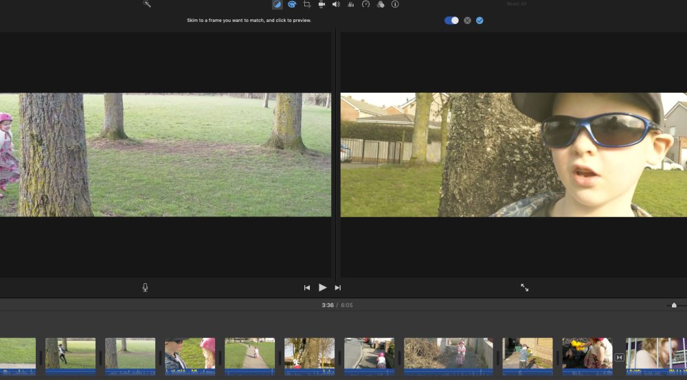 how to edit videos: colour correction, a screen showing lots of video clips