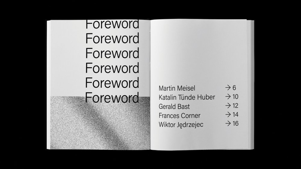 Book spread of a contents page