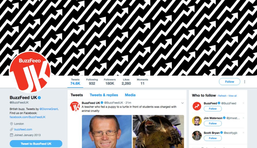 BuzzFeed Twitter account with new logo