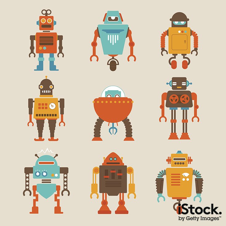 Set of retro robots