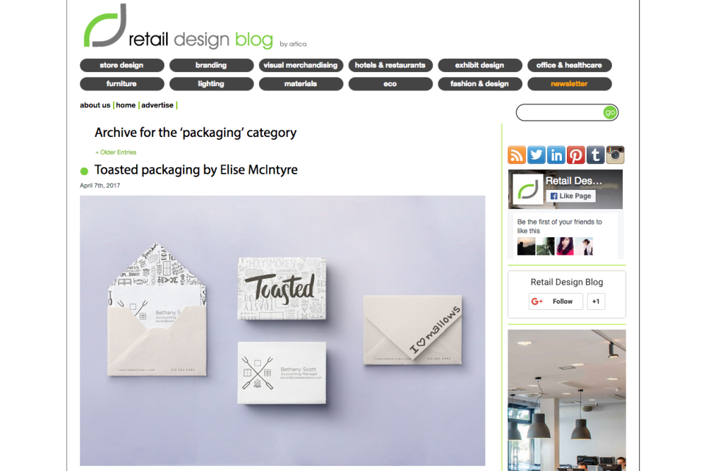 Retail design blog homepage