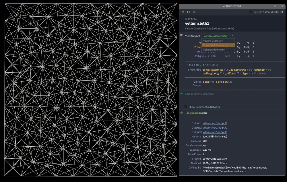 Houdini software: Select output and visualize