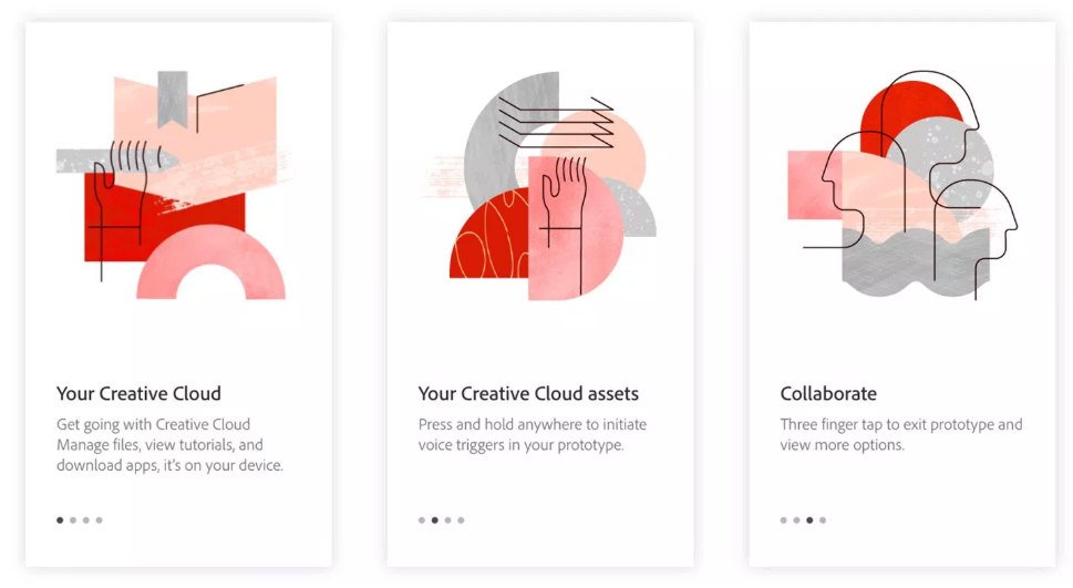 Website illustrations for Adobe's Creative Cloud