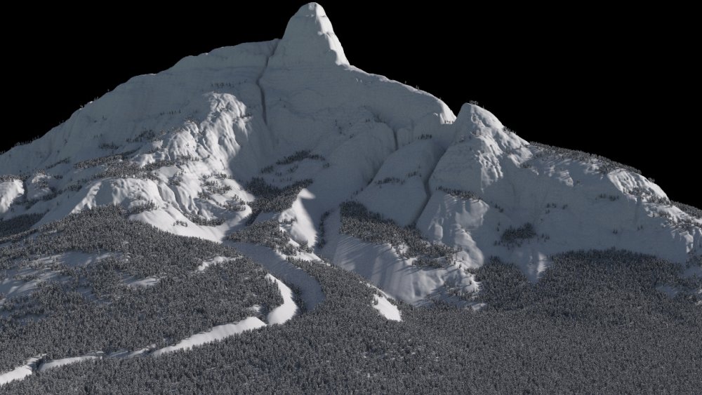 Snowy mountain scene in Houdini