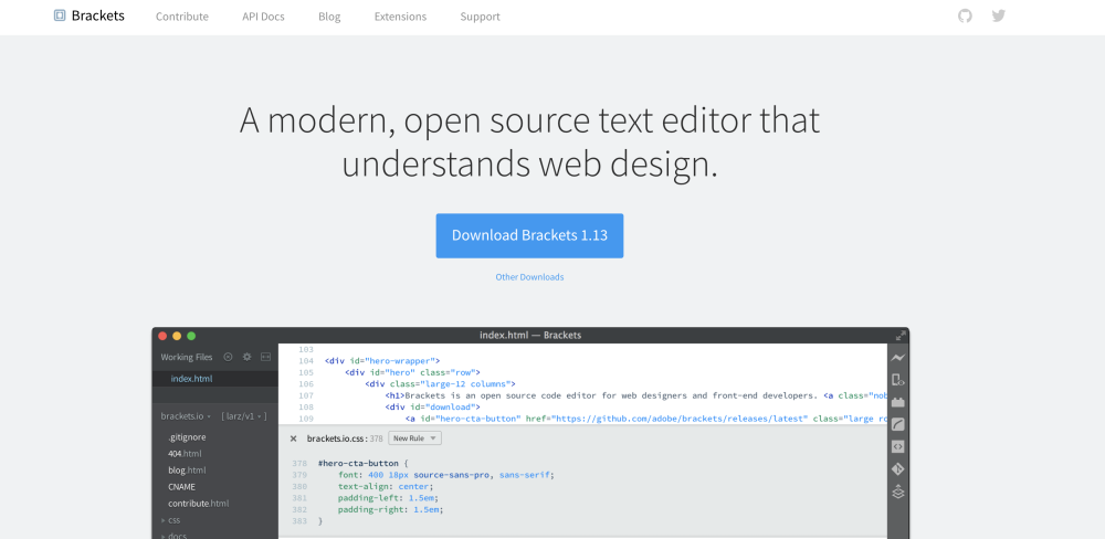 best code editors: Brackets code editor