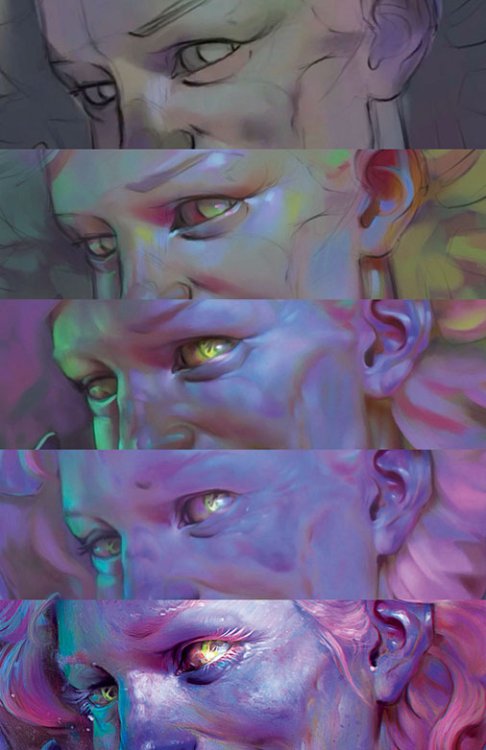 colourful zombie creation, five versions