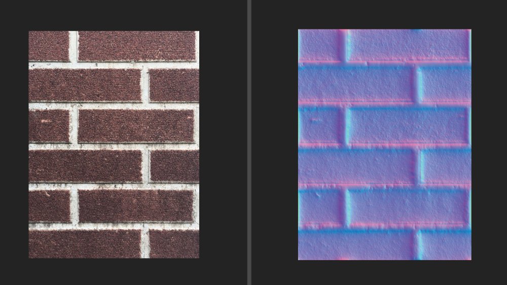 A photo of a brick wall converted into a normal map