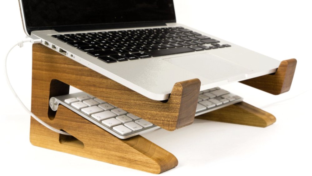 Portable wooden laptop stand