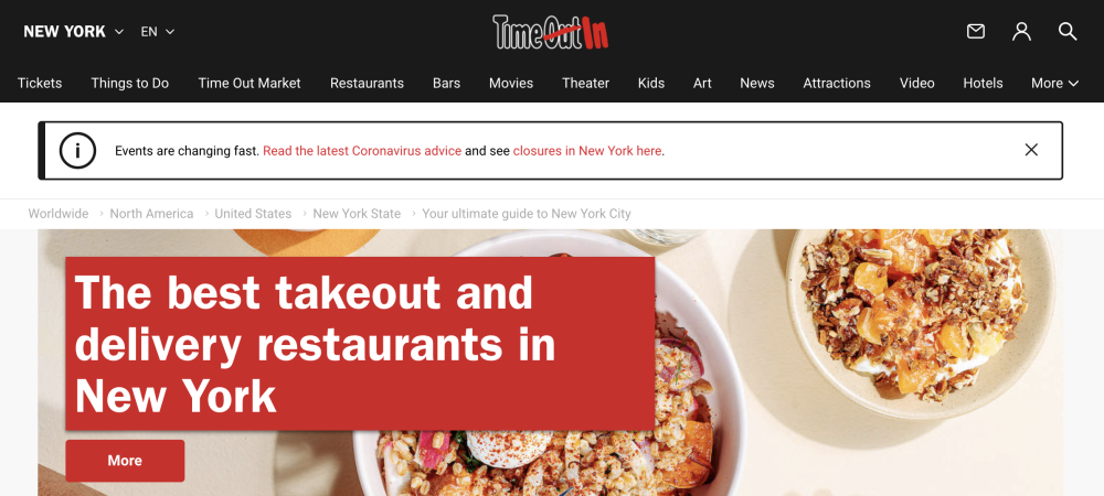 Time Out New York homepage