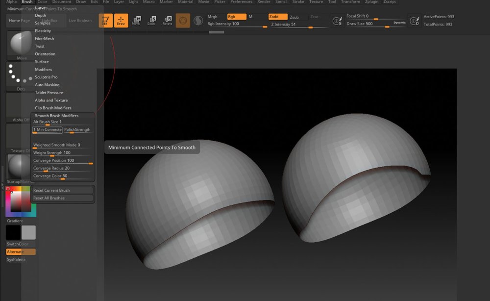 15 tips to master ZBrush: Adjust the smooth brush settings