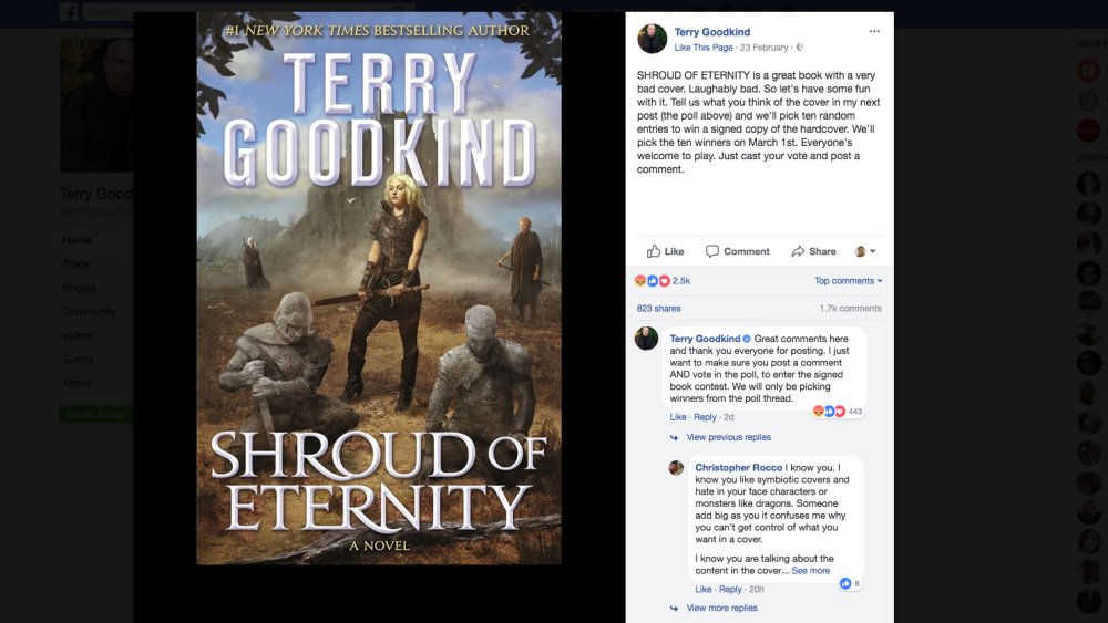 Shroud of Eternity Facebook post with comments