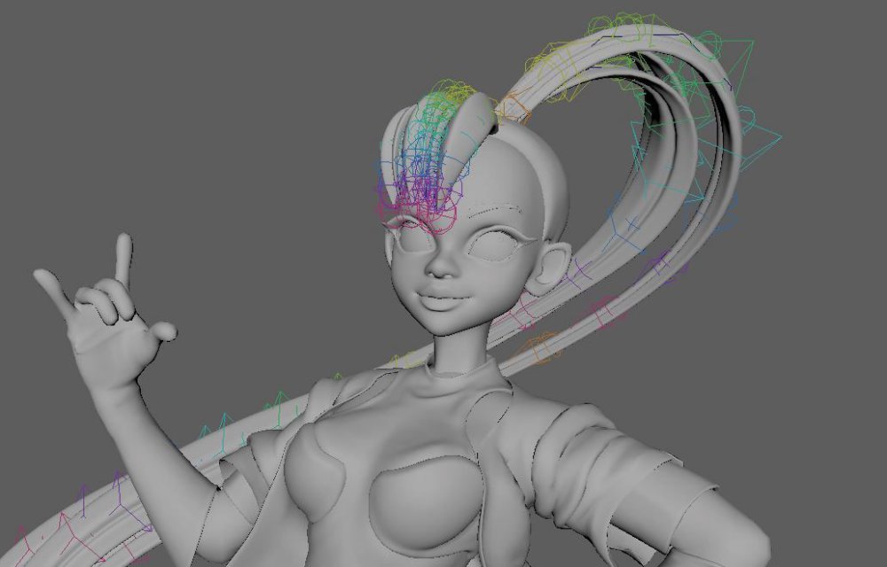 Use guide curves for stylised hair, 3D model of woman
