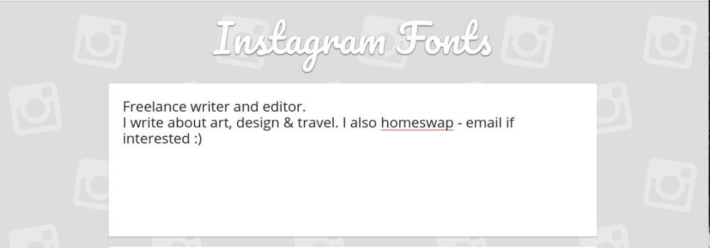 Instagram Fonts text box