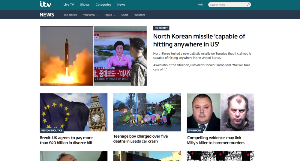 Mood boards: ITV News site