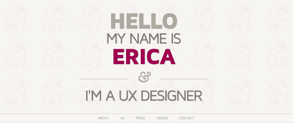 Title says 'Hello my name is Erica and I'm a UX designer'