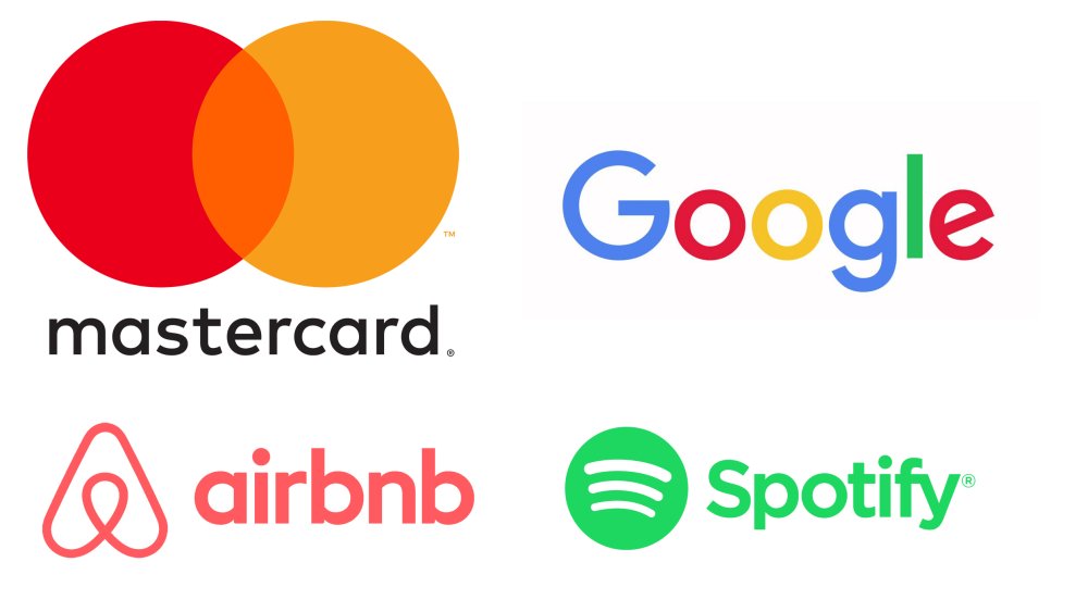 Logos for Mastercard, Google, Airbnb, Spotify