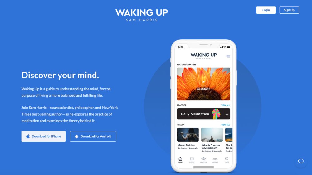 mindfulness apps: Waking Up screenshot