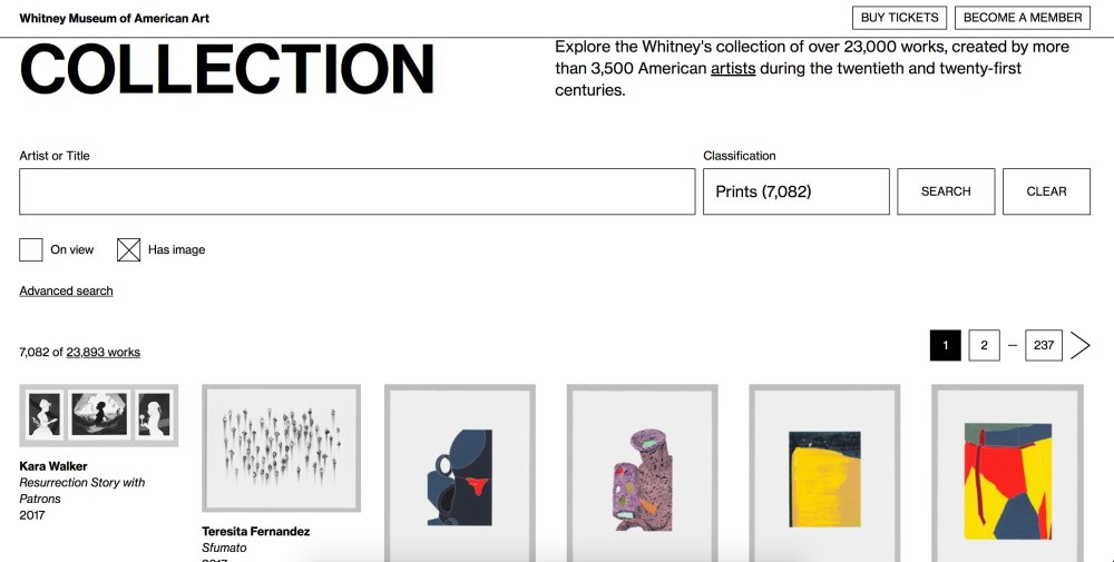 online art galleries: Whitney Museum of American Art screenshot