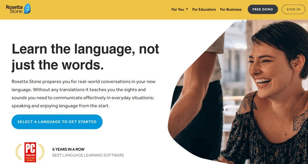 best language learning apps: Rosetta Stone homepage