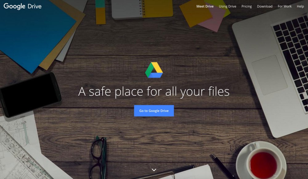 Google Drive screenshot says 'A safe place for all your files'