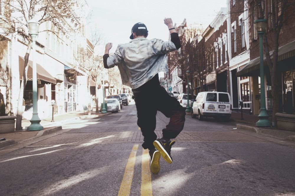 Man jumping for joy